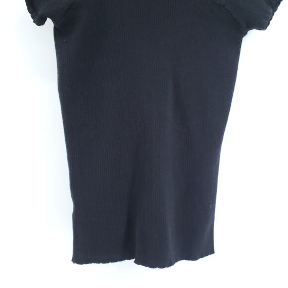 ModCloth Y2k Retro Ribbed Knit Black Scalloped Neck Cropped Stretchy Sweater L - Picture 8 of 8